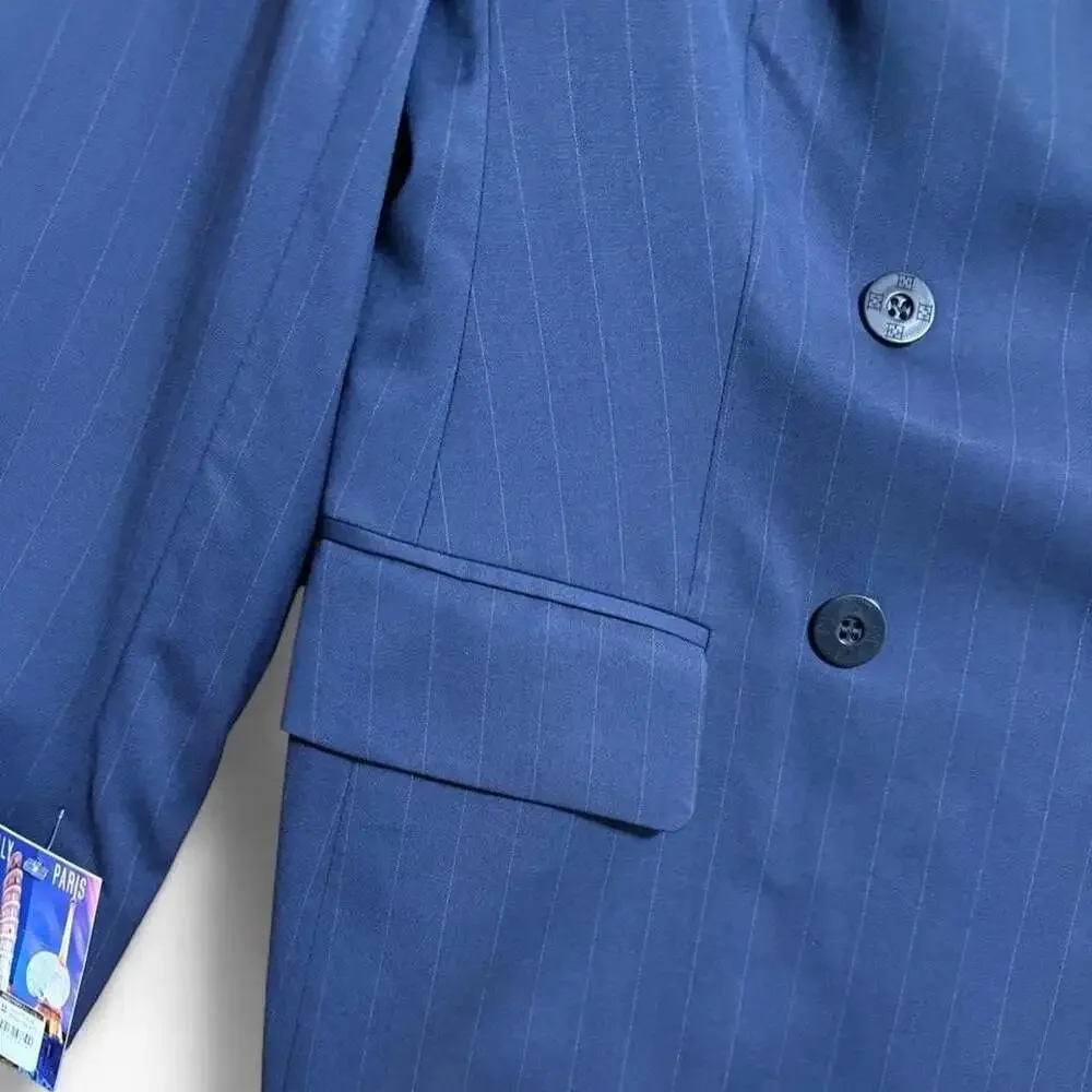 Galerie Interplay Pure Wool Pinstripe Double-Breasted Blazer